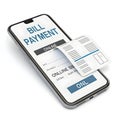 3D online bill payment with phone icon isolated on white background Royalty Free Stock Photo