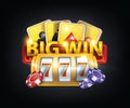 3D online casino gambling game illustration, chips, blackjack cards sign, vector golden reel slot. Royalty Free Stock Photo