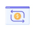 3D Online money transfer icon. Money with arrows on internet display. Concept of finance and investment and payment Royalty Free Stock Photo