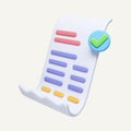 3d Online Payment concept, transaction receipt online payment icon. paper receipt for shopping in store. icon isolated
