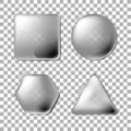 3D Opacity Square, Circle, Hexagon, Triangle. Set of blank and transparency gray buttons for website or app. Royalty Free Stock Photo