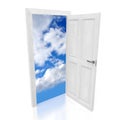 Open door, sky concept - 3D illustration Royalty Free Stock Photo