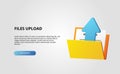 3d open folder contains file document upload arrow illustration data transfer backup memory concept with white background Royalty Free Stock Photo