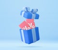 3D open gift box surprise, earn point concept, loyalty program and get rewards