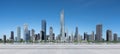 3d open space floor and daytime cityscape