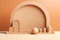 3d orange arabic empty frame, ornate shape, fancy blank banner, elegant greeting card template, luxury arabesque design, isolated