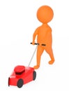 3d orange character gardener with mover concept Royalty Free Stock Photo