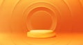 3D orange cylinder podium with abstract circle background for your product display presentation