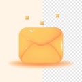 3d orange mail. realistic vector icon illustration