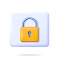 3D Orange Padlock Button Isolated Royalty Free Stock Photo