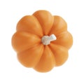 3d orange realistic pumpkin rendering icon in cartoon style. Design element for Thanksgiving Day autumn holiday