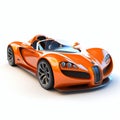 Eye-catching Orange And White Sports Car On White Background Royalty Free Stock Photo