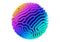 3d orb shape with algorithmic pattern, holographic color gradient. Scientific 3D ball concept