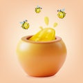 3d Organic Product Fresh Honey Concept Background Cartoon Style. Vector