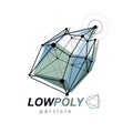 3d origami abstract mesh object, vector abstract design element. Royalty Free Stock Photo
