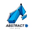 3d origami abstract mesh object, vector abstract design element. Royalty Free Stock Photo