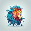 3D origami lion face. Big cat portrait.