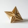 A 3D origami model of a stellated polyhedron crafted from brown paper. It features Royalty Free Stock Photo