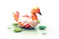 3d origami swan on a white tabletop