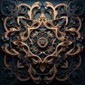 Intricate 3d Abstract Background With Dark Azure And Bronze Tones