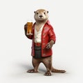 3d Otter Fashion Shoot With Flanders Red Ale Background