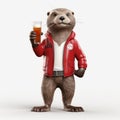 High-quality 3d Otter Fashion Photography With Flanders Red Ale