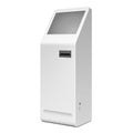 3D Outdoor White Metal ATM, Automated Teller Machine, Payment Terminal, Advertising Stand On White Background. Royalty Free Stock Photo