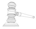 3D outline gavel. 3D illustration