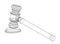 3D outline gavel. 3D illustration