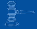 3D outline gavel. 3D illustration