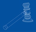 3D outline gavel. 3D illustration