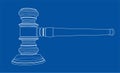 3D outline gavel. 3D illustration