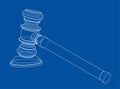 3D outline gavel. 3D illustration