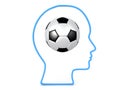 3D Outline of head with football inside it