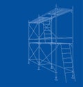 3D outline scaffold. Vector rendering of 3d