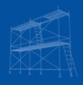 3D outline scaffold. Vector rendering of 3d