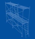 3D outline scaffold. Vector rendering of 3d