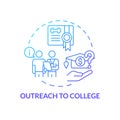 2D outreach to college gradient thin line icon concept