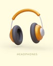 3D over ear headphones in fashionable color. Modern gadgets on batteries