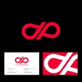 D, P letters. D and P red monogram. Two letters like a drops isolated on dark background. Royalty Free Stock Photo