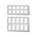 3d packaging for drugs. Painkillers, antibiotics, vitamins and aspirin tablets. Vector set of blisters pack, realistic