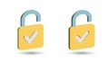 3D padlock icon. 3D rendering yellow unlocked symbol security concept vector illustration. Royalty Free Stock Photo