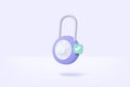 3D padlock for password secure online on white background. Closed padlock sign. Cyber security digital data protection minimal