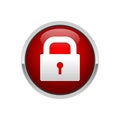 3D Padlock Red Button Security Locked Symbol Design Royalty Free Stock Photo