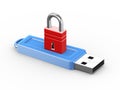 3d padlock on usb flash drive