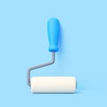 3D Paint Roller with Blue Handle on Light Blue Background Royalty Free Stock Photo