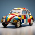 Vibrant Volkswagen Beetle Mosaic Photo With Modern Mondrian Style