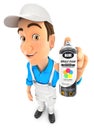 3d painter holding spray paint bottle