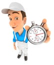 3d painter holding a stopwatch