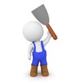 3D Painter holding up paint scraper trowel Royalty Free Stock Photo